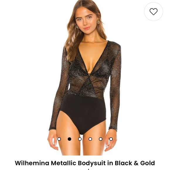 Wilhemina Metallic Bodysuit in Black & Gold superdown - Picture 1 of 7